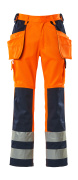 09131-860-141 Trousers with kneepad pockets and holster pockets - hi-vis orange/navy