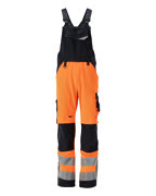 15569-860-14010 Bib & Brace with kneepad pockets - hi-vis orange/dark navy
