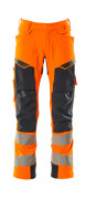 19079-511-14010 Trousers with kneepad pockets - hi-vis orange/dark navy